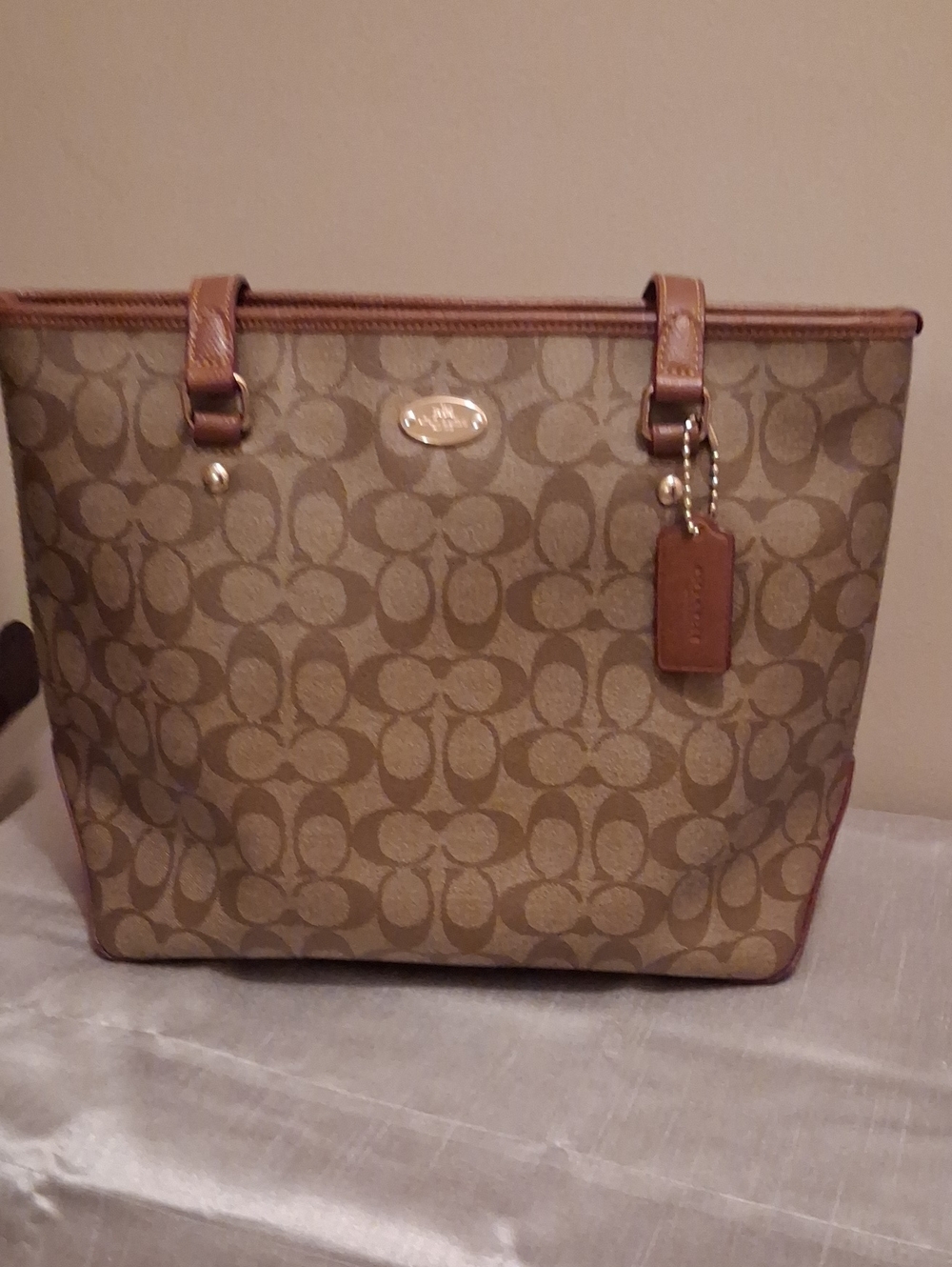 Coach Signature Canvas Tote in Tan/Brown